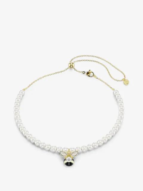 Idyllia Choker bee-pendant crystal pearl necklace by SWAROVSKI