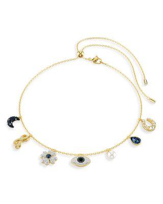 Symbolica Crystal & Imitation Pearl Adjustable Choker Necklace in Gold Tone by SWAROVSKI