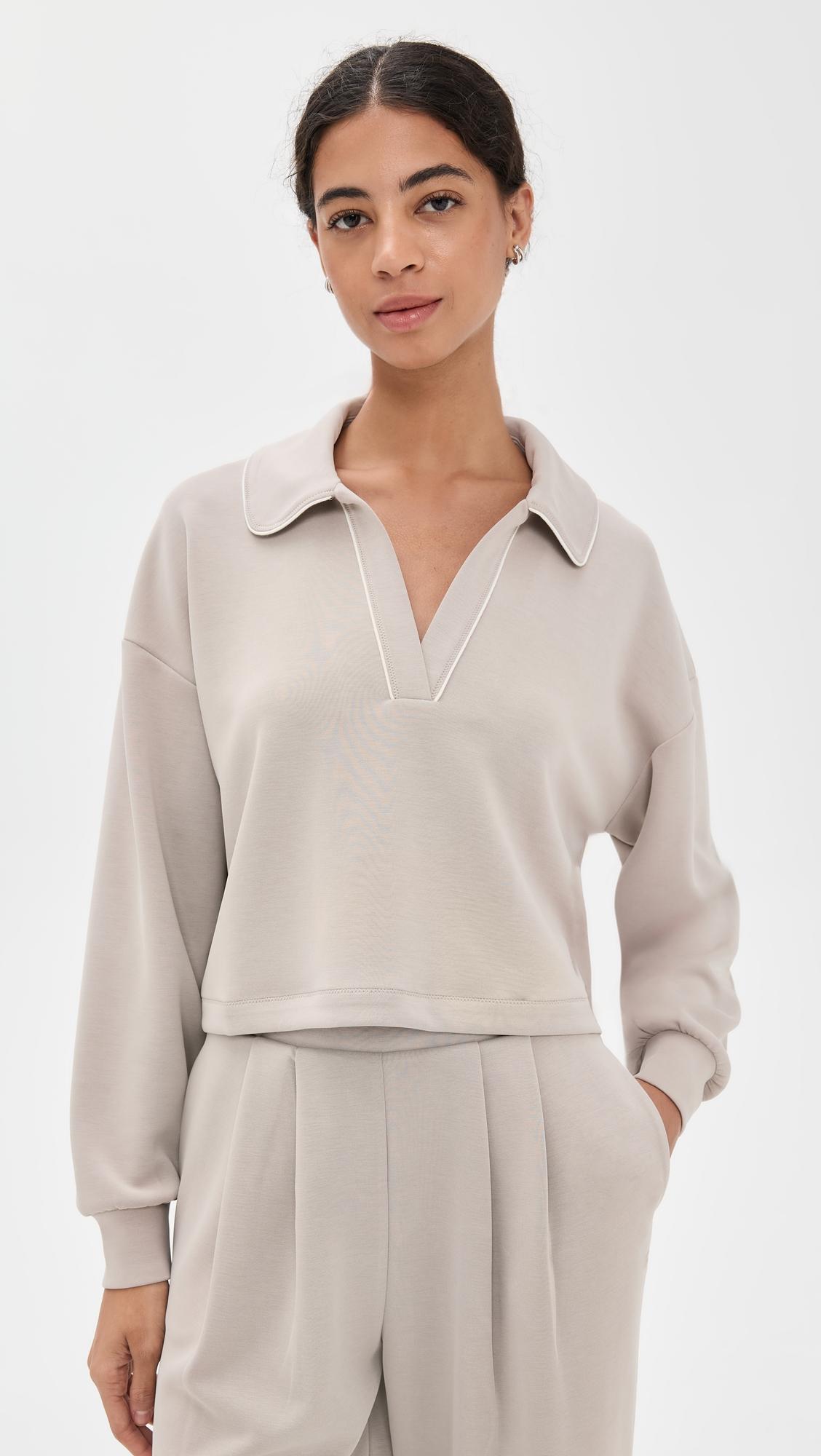 Sand Wash Crop Henley Sweatshirt by SWEATY BETTY