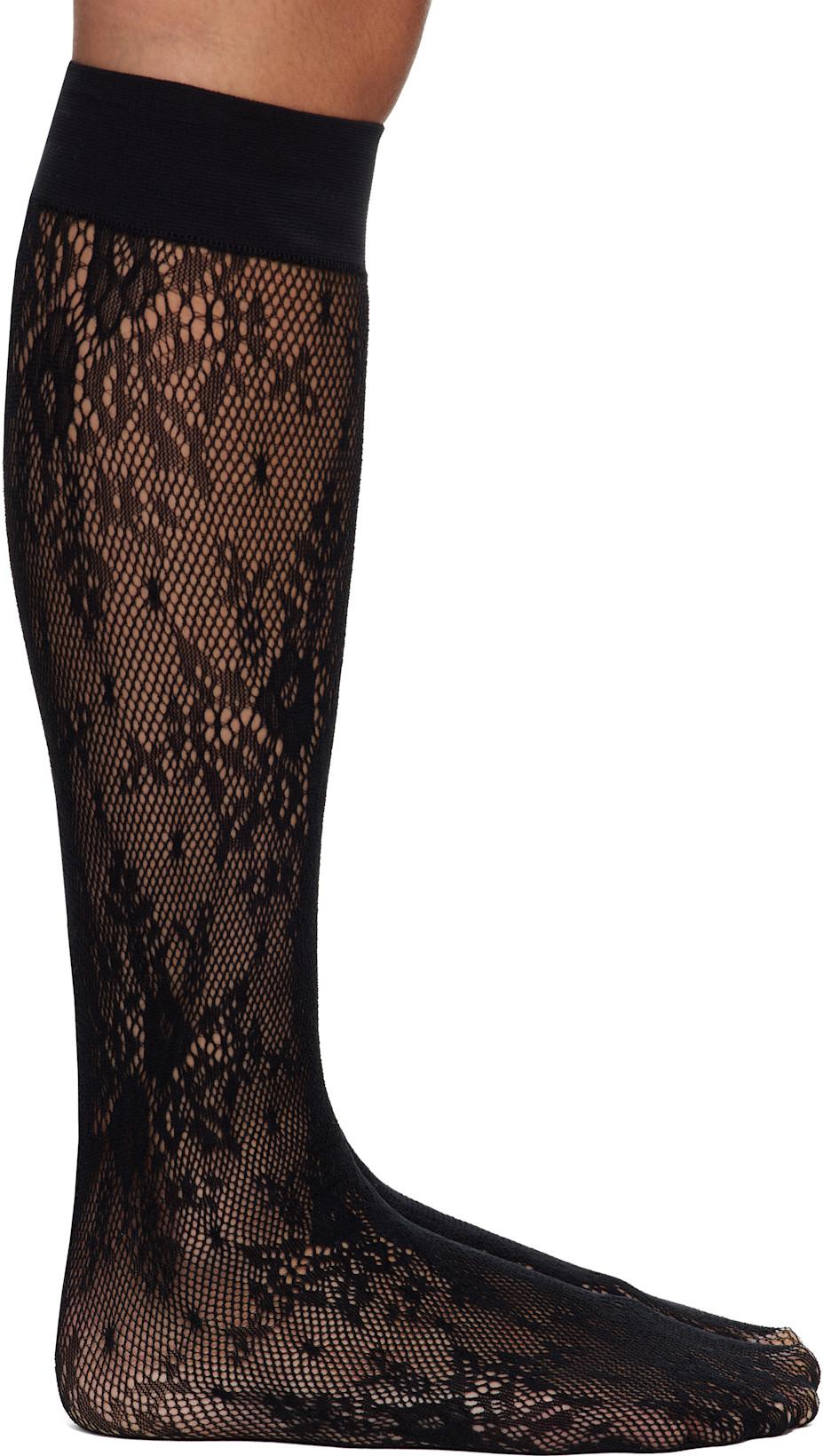 Black Rose Knee-High Stockings by SWEDISH STOCKINGS