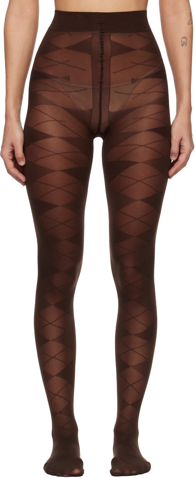 Brown Rebecka Argyle Tights by SWEDISH STOCKINGS