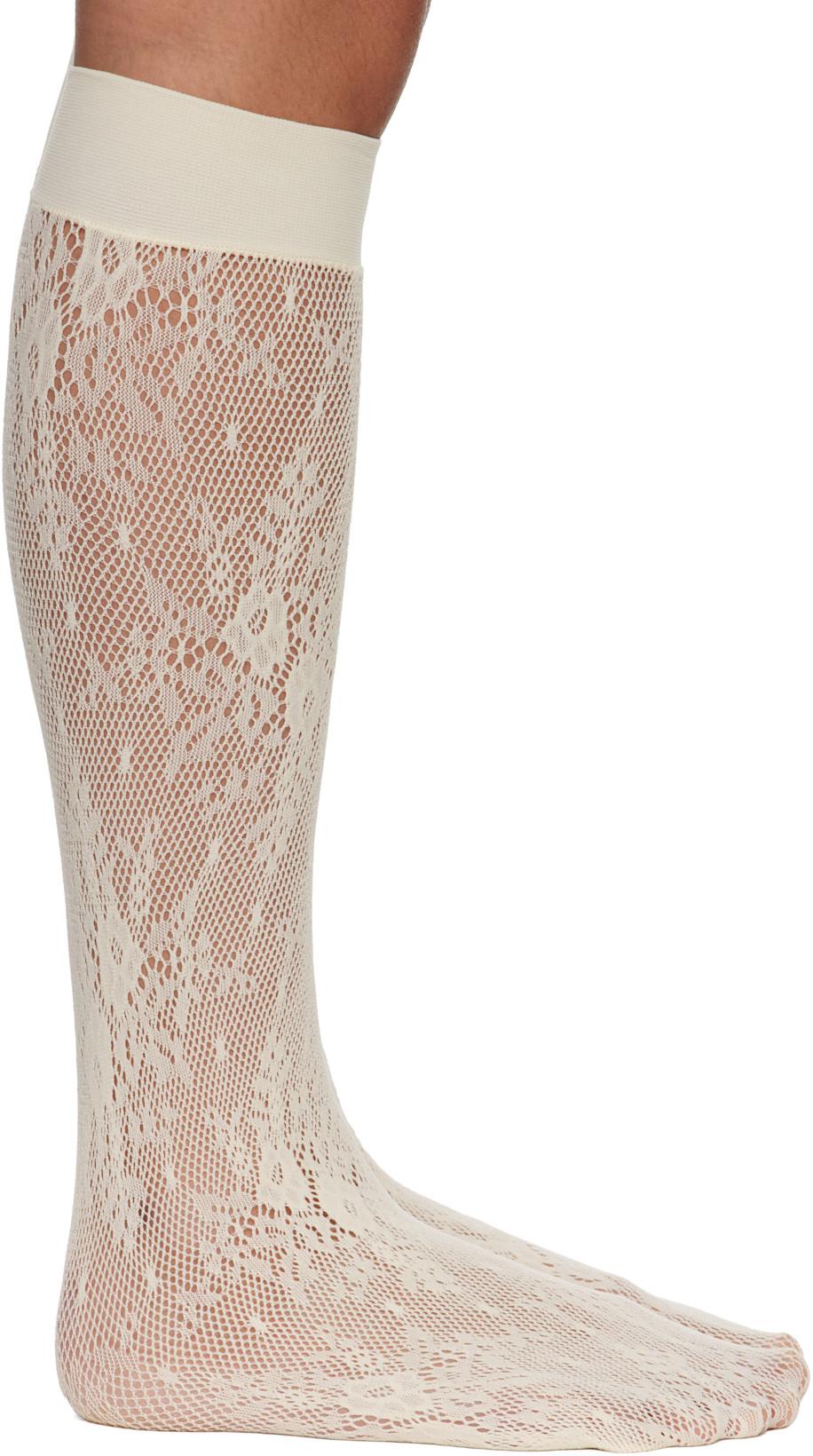Off-White Rose Knee-High Stockings by SWEDISH STOCKINGS