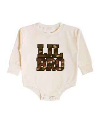Boys' Lil Bro Camo Patch Long Sleeve Romper - Baby by SWEET WINK