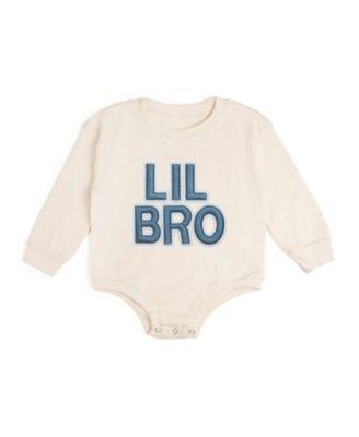 Boys' Lil Bro Embroidered Patch Long Sleeve Romper - Baby by SWEET WINK