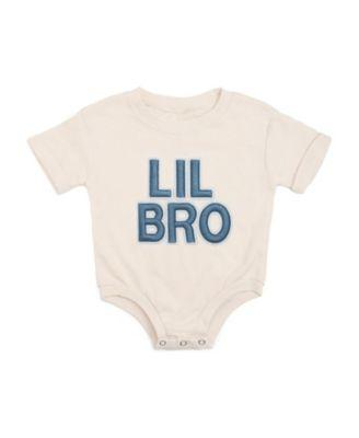Boys' Lil Bro Embroidered Patch Short Sleeve Romper - Baby by SWEET WINK