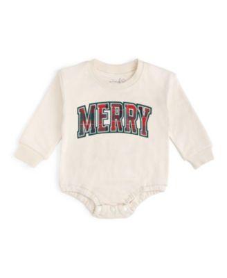 Boys' Merry Tartan Patch Christmas Long Sleeve Romper - Baby by SWEET WINK