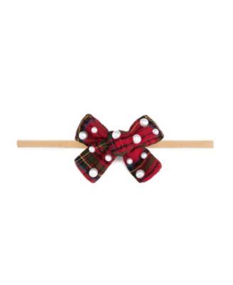 Girls' Christmas Tartan Pearl Bow Baby Headband - Baby by SWEET WINK