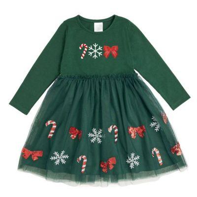 Girls' Emerald Candy Cane Sequin Christmas Long Sleeve Tutu Dress - Little Kid by SWEET WINK Girls' Emerald Candy Cane Sequin Christmas Long Sleeve Tutu Dress - Little Kid by SWEET WINK