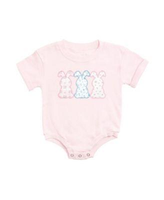 Girls' Floral Bunny Patch Easter Short Sleeve Romper - Baby by SWEET WINK