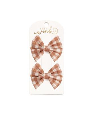 Girls' Gingham Printed Tulle Bow Clip Set by SWEET WINK Girls' Gingham Printed Tulle Bow Clip Set by SWEET WINK