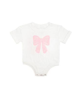 Girls' Lace Bow Puff Ink Short Sleeve Romper - Baby by SWEET WINK