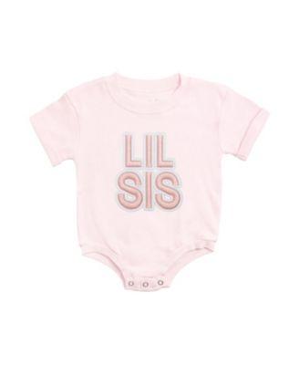 Girls' Lil Sis Embroidered Patch Short Sleeve Romper - Baby by SWEET WINK