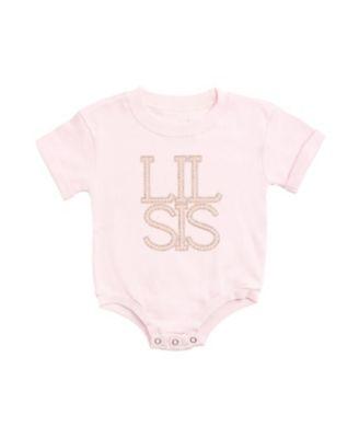 Girls' Lil Sis Faux Pearl Patch Short Sleeve Romper - Baby by SWEET WINK