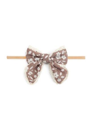 Girls' Mocha Floral Lace Bow Baby Headband - Baby by SWEET WINK