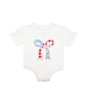 Girls' Patchwork Bow Patch Short Sleeve Romper - Baby by SWEET WINK