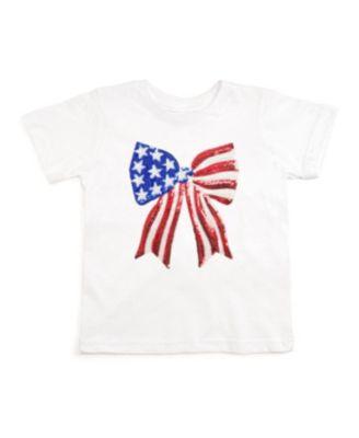 Girls' Patriotic Sequin Bow Patch Short Sleeve T-Shirt - Baby by SWEET WINK