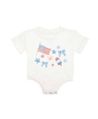 Girls' Patriotic Watercolor Short Sleeve Romper - Baby by SWEET WINK