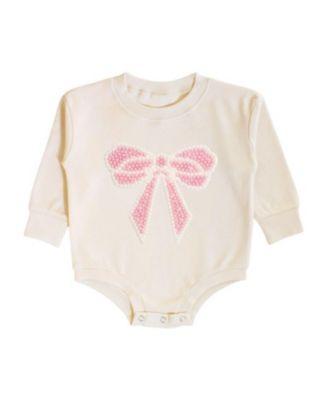 Girls' Pearl Bow Patch Long Sleeve Romper - Baby by SWEET WINK