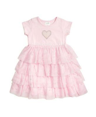 Girls' Pearl Heart Tiered Short Sleeve Tutu Dress - Baby by SWEET WINK