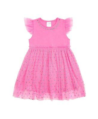 Girls' Raspberry Rhinestone Short Sleeve Tutu Dress - Baby by SWEET WINK