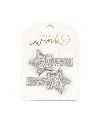 Girls' Silver Glitter Star Clip Set - Little and Big Kid by SWEET WINK