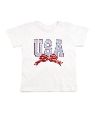 Girls' USA Stars & Bow Patch Short Sleeve T-Shirt - Baby by SWEET WINK