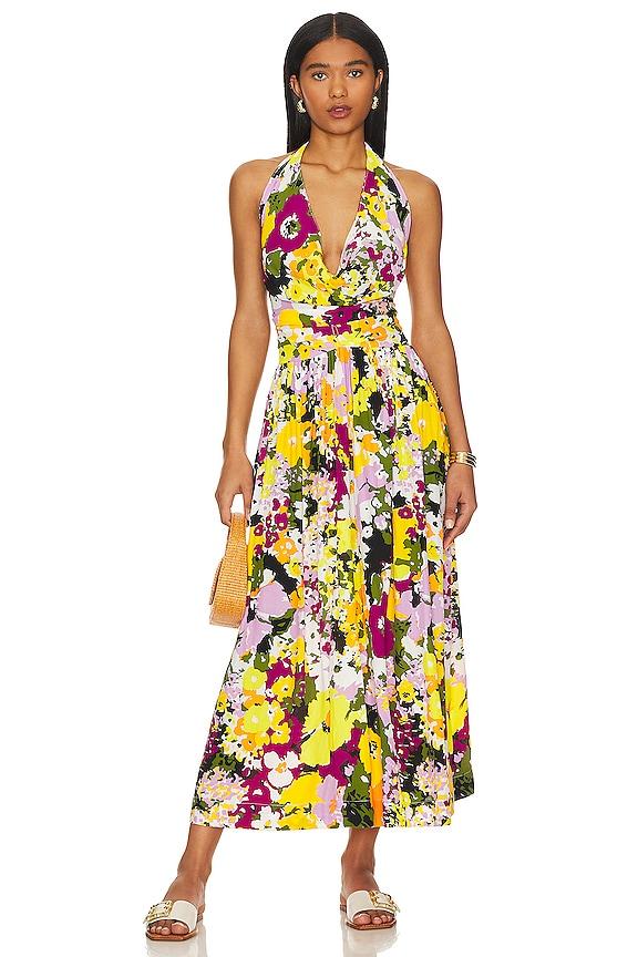 SWF Cowl Neck Midi Dress in Yellow by SWF