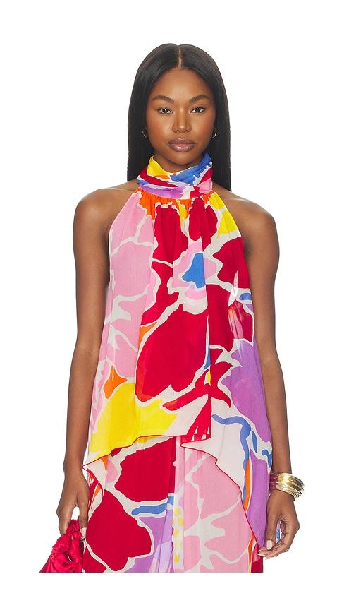SWF High Neck Flare Top in Red, Pink by SWF