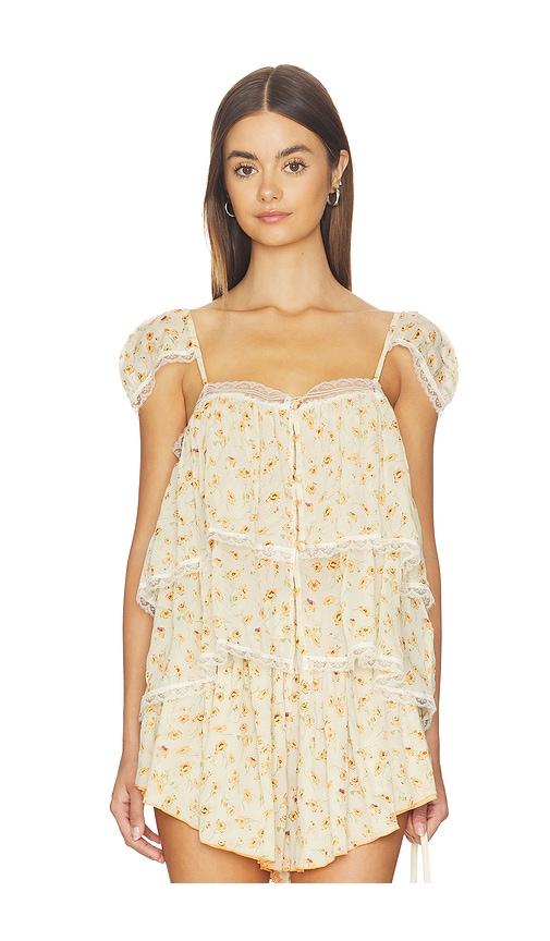 SWF Lace Trim Babydoll Top in Cream by SWF