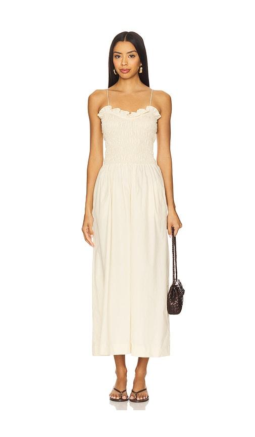 SWF Ruffled Bodice Midi Dress in Neutral by SWF