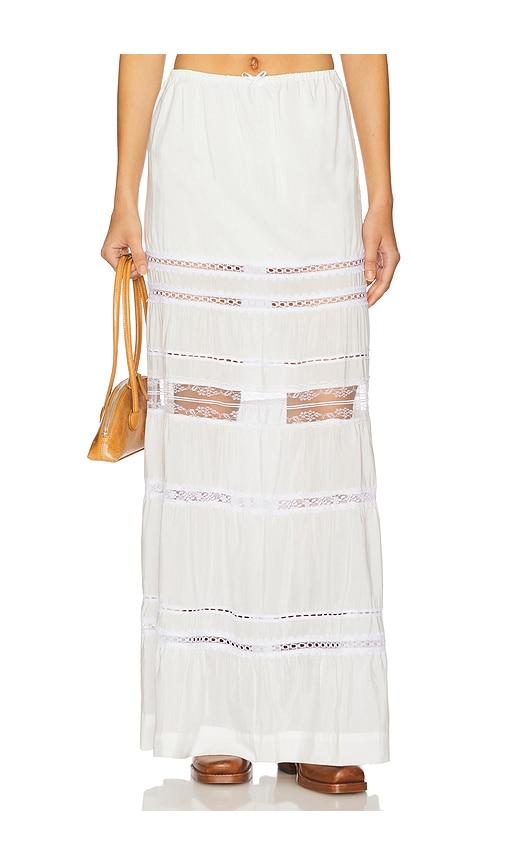 SWF Tiered Lace Maxi Skirt in White by SWF