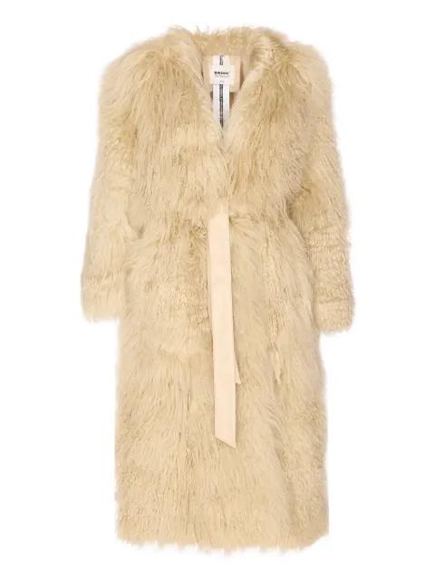 belted fur coat by SWORD