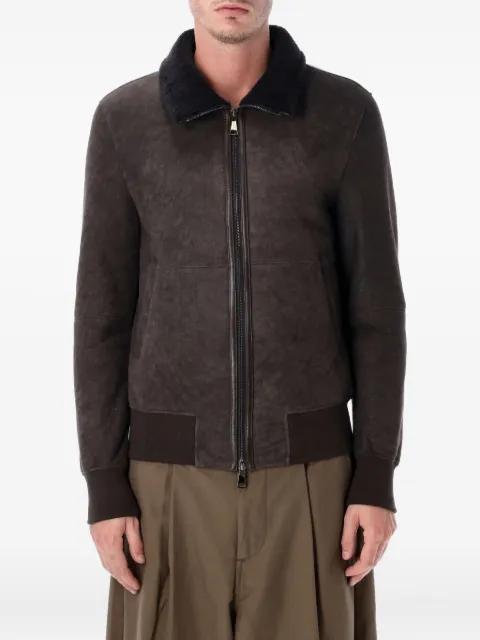 zip-fastening leather jacket by SWORD