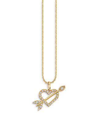 14K Yellow Gold Arrow Through the Heart Charm Necklace by SYDNEY EVAN