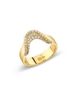 14K Yellow Gold Core Diamond Curve Ring by SYDNEY EVAN