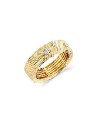 14K Yellow Gold Core Diamond Fluted Band by SYDNEY EVAN
