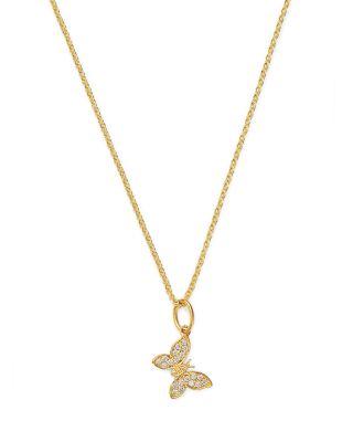 14K Yellow Gold Diamond Butterfly Pendant Necklace by SYDNEY EVAN