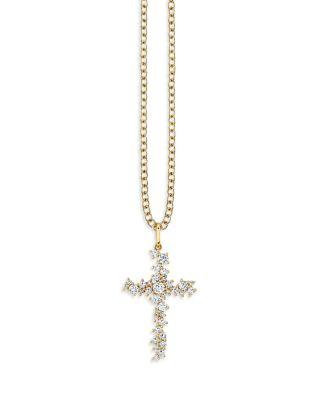 14K Yellow Gold Diamond Cluster Cross Pendant Necklace by SYDNEY EVAN