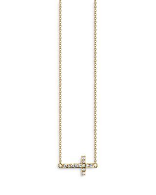 14K Yellow Gold Diamond Cross Pendant Necklace by SYDNEY EVAN