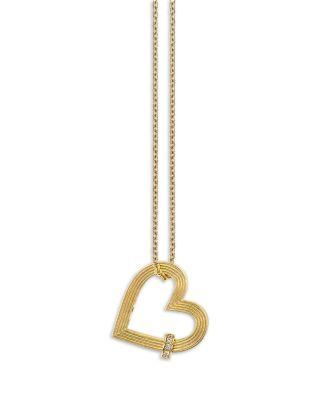 14K Yellow Gold Diamond Fluted Heart Necklace by SYDNEY EVAN