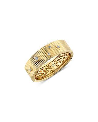 14K Yellow Gold Diamond Fluted Hinge Ring by SYDNEY EVAN