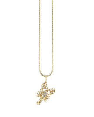 14K Yellow Gold Diamond Lobster Pendant Necklace by SYDNEY EVAN