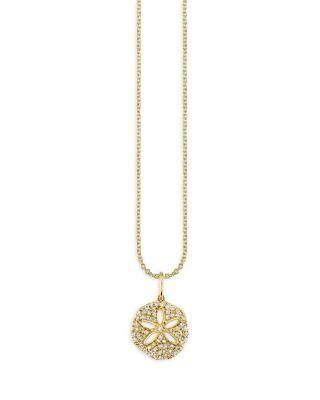14K Yellow Gold Diamond Sand Dollar Charm Necklace by SYDNEY EVAN