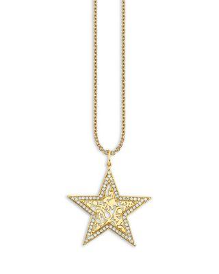 14K Yellow Gold Icons Diamond Wallpaper Star Charm Pendant Necklace by SYDNEY EVAN