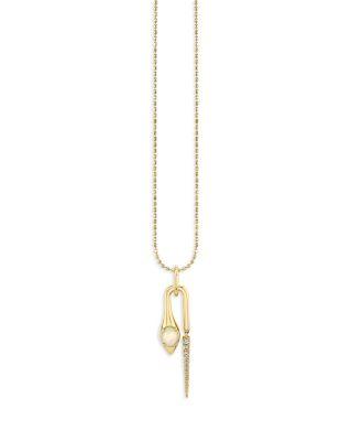 14K Yellow Gold Opal & Diamond Snake Pendant Necklace by SYDNEY EVAN