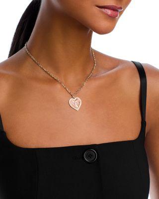 14K Yellow Gold Puffy Stone Icon Heart Charm Necklace by SYDNEY EVAN