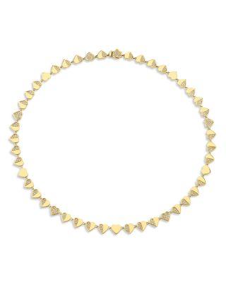 14K Yellow Gold The Solara Diamond Half Heart Eternity Necklace by SYDNEY EVAN