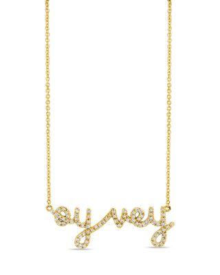 14K Yellow Gold The Solara Diamond Oy Vey Bar Necklace by SYDNEY EVAN