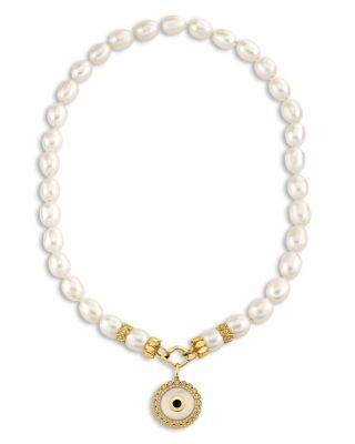 14K Yellow Gold The Solara Freshwater Rice Pearl & Diamond Eye Pendant Necklace by SYDNEY EVAN