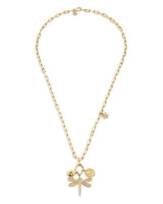 14K Yellow Gold Yellow Sapphire & Black & White Diamond Dragonfly Pendant Necklace by SYDNEY EVAN